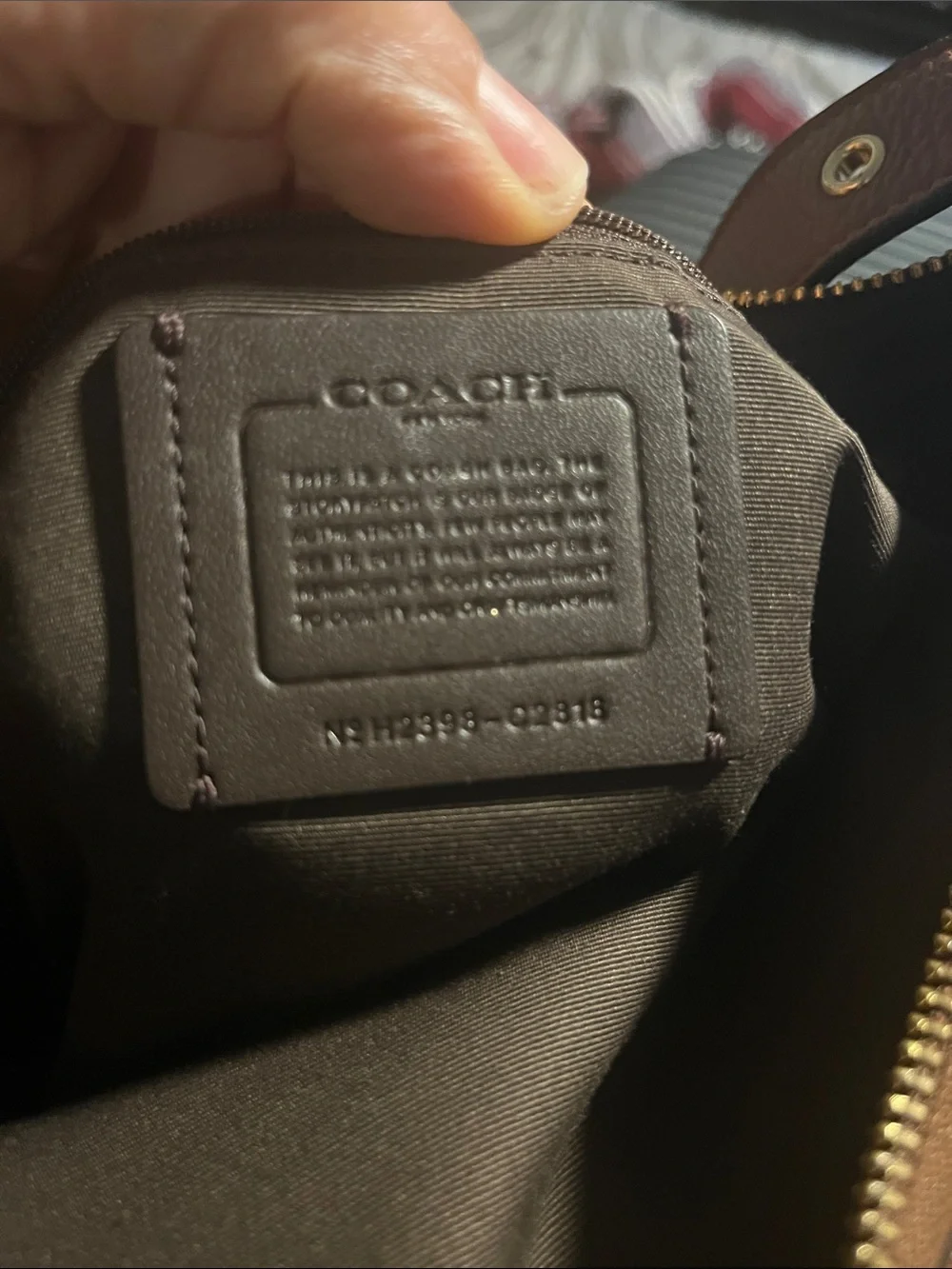 Coach Tan Pebbled Leather Crossbody Bag with Gold Logo